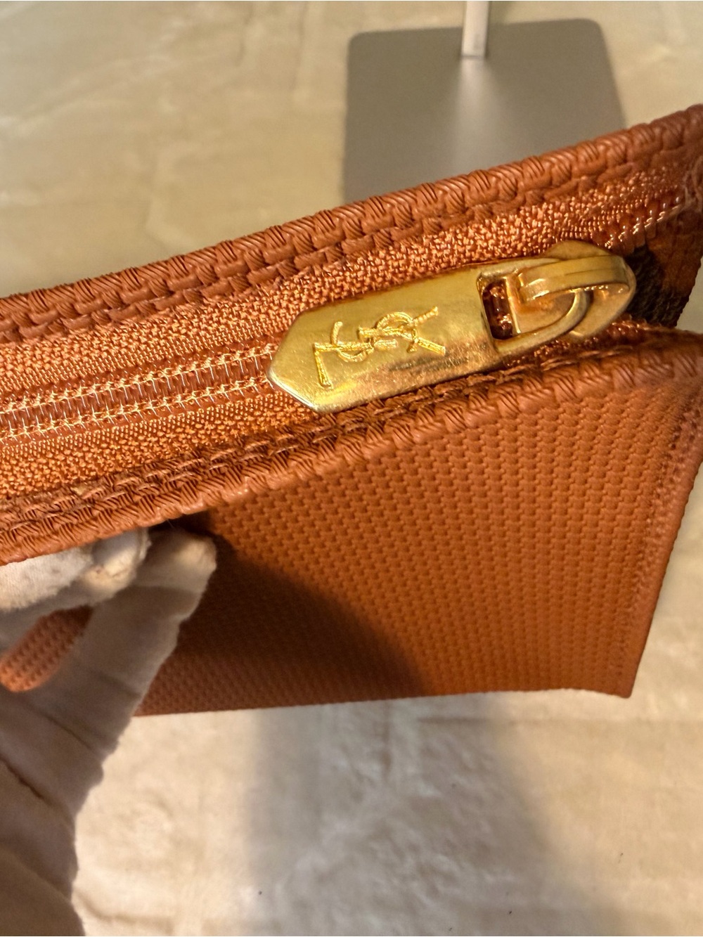 Yves Saint Laurent Tan/Brown Textured Clutch - Picture 6 of 16